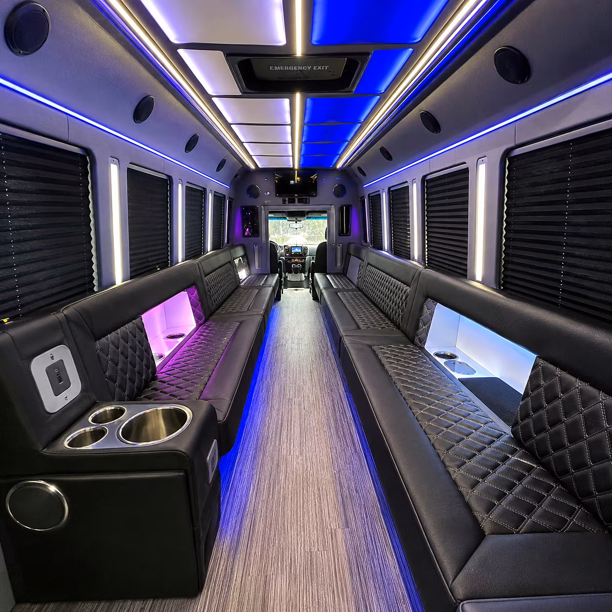 Cape Coral Birthday, Sweet 16, & Quinceañera Transportation party bus interior