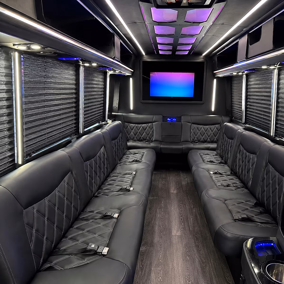 Interior of a party bus rental serving Cape Coral