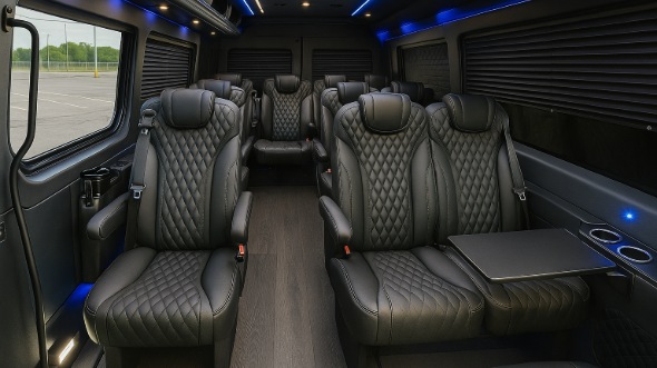 Interior of Charter Bus Company Cape Coral's 18 Passenger Minibus in Cape Coral