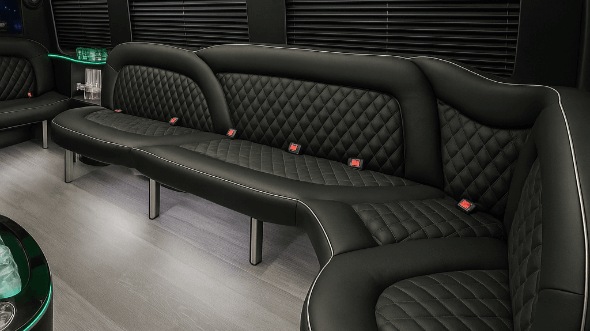 Interior of Charter Bus Company Tampa's 18 Passenger Party Bus in Tampa