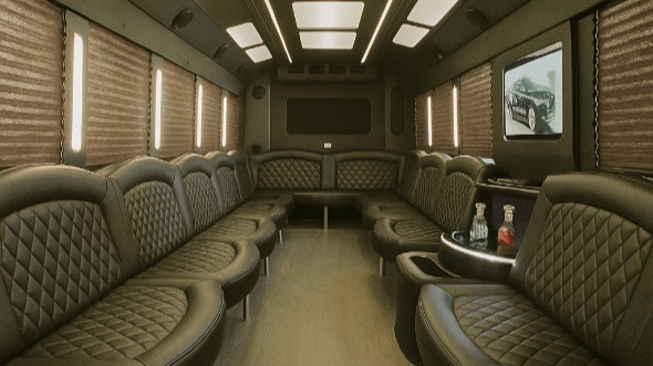 Interior of Charter Bus Company Brandon's 20 Passenger Party Bus in Brandon