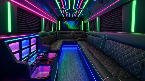 Interior of Charter Bus Company Brandon's 28 Passenger Party Bus in Brandon