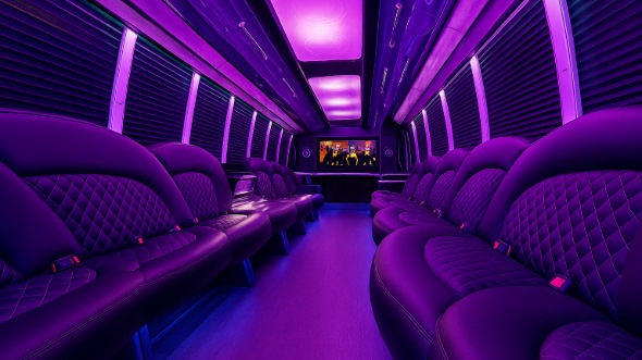 Interior of Charter Bus Company Bradenton's 50 Passenger Party Bus in Bradenton