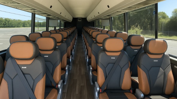 Interior of Charter Bus Company Cape Coral's 51 Passenger Charter Bus in Cape Coral