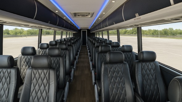 Interior of Charter Bus Company Cape Coral's 54 Passenger Charter Bus in Cape Coral
