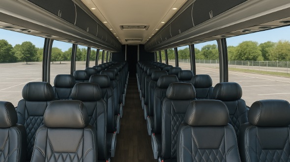 Interior of Charter Bus Company Cape Coral's 55 Passenger Charter Bus in Cape Coral