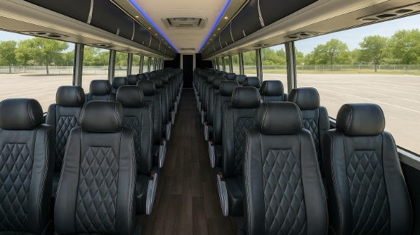 Interior of Charter Bus Company Cape Coral's 56 Passenger Charter Bus in Cape Coral