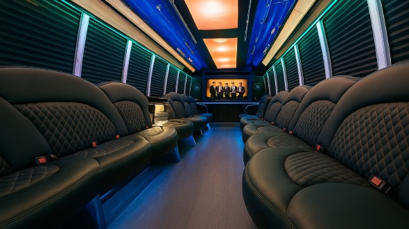 cape coral 28 passenger party bus inside